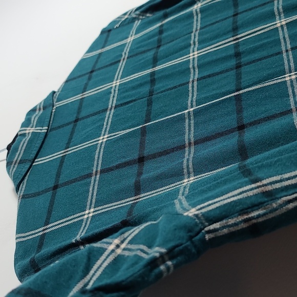 SANCTUARY Women's Plaid Teal Button Up Front Pockets Boyfriend Shirt Size Small - Picture 13 of 16